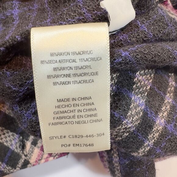 Cloth & Stone Anthropologie Plaid Tunic Shirt Dress High‎ Low Hem Grunge Revival - Picture 6 of 16